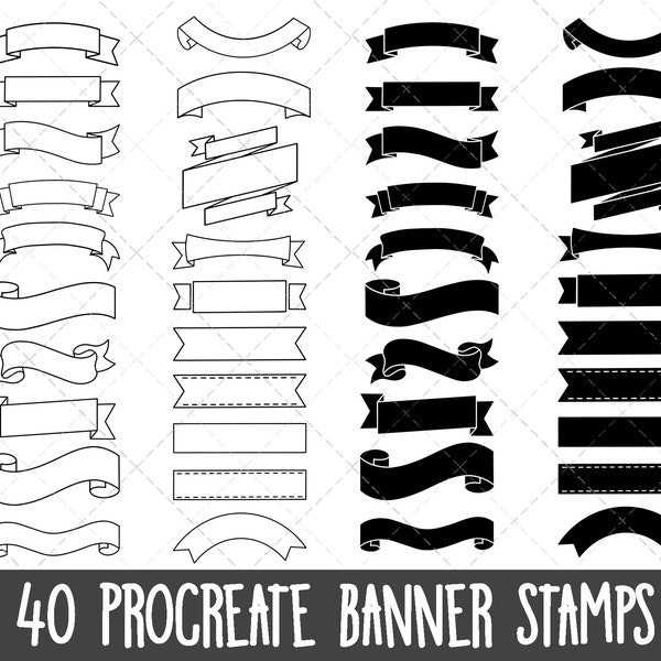 Ribbon Banner Procreate Stempel, Procreate Stempel Set, Procreate Banner Stempel, Procreate Doodles, Procreate Pinsel, Banner Stempel Bundle