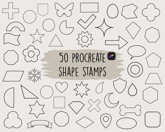 Procreate Shape Stamps, Procreate basic stamp set, Procreate shapes, shape stamps, Procreate doodles, Procreate brushes, shape stamp bundle