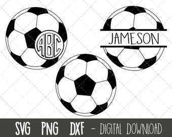 Football svg bundle, Soccer ball monogram svg, football clipart, soccer ball svg, football png, dxf, soccer cricut silhouette svg cut file