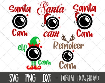 Santa cam svg bundle, elf cam svg, reindeer cam svg, santa christmas svg, santa png, xmas svg files, cricut silhouette svg cut cutting file