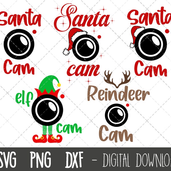Santa cam svg bundle, elf cam svg, reindeer cam svg, santa christmas svg, santa png, xmas svg files, cricut silhouette svg cut cutting file