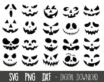 Halloween pumpkin faces SVG bundle, pumpkin face cut file, pumpkin clipart png, jack o lantern carving faces, pumpkin cricut silhouette svg