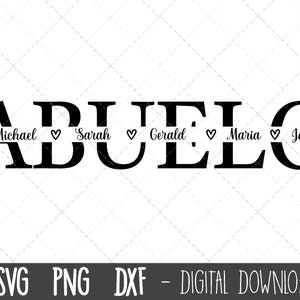 Abuelo SVG, Dziadek SVG, Abuelo podzielona ramka imienia SVG, Papa SVG, Abuelo plik do cięcia, Dzień Ojca SVG, Abuelo Cricut sylwetka SVG plik do cięcia