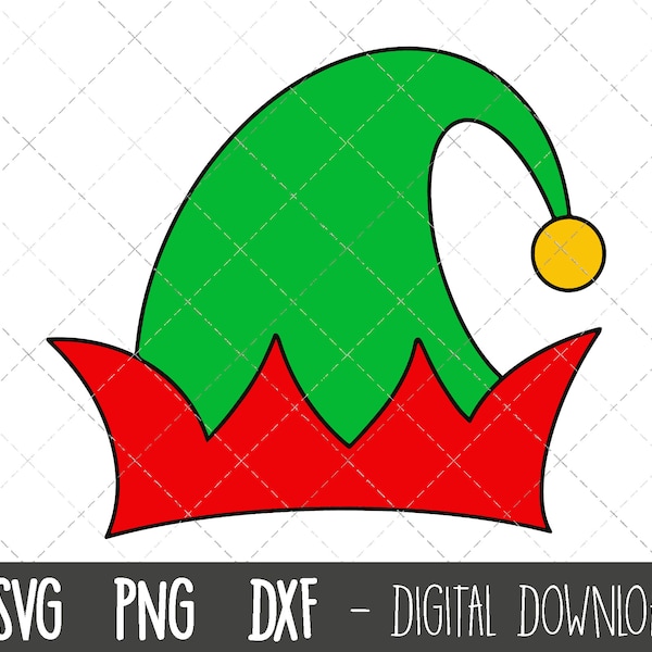 Elf hat svg, elf svg, christmas svg, elf svg file, elf head hat svg, elf hat png, xmas svg files, cricut silhouette svg cut cutting file