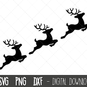 Reindeer svg, flying reindeers svg, reindeer silhouette, deer svg, reindeer png, reindeer clipart, reindeer cricut silhouette svg cut file