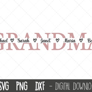 Abuela SVG, Abuela svg, abuela nombre dividido marco svg, Abuela svg, abuela archivo cortado, Día de la Madre SVG, silueta cricut svg archivo de corte