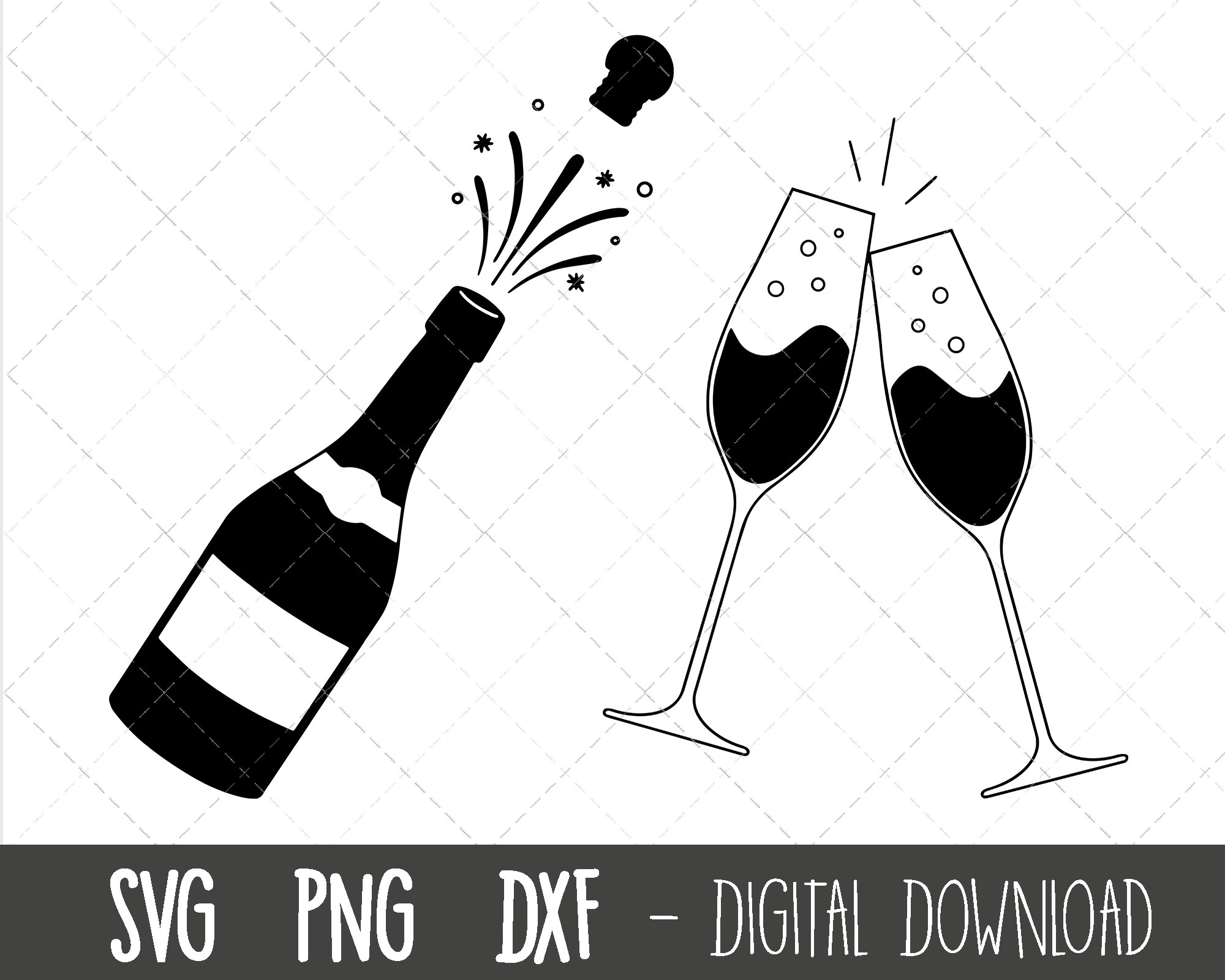 Champagne Bottle SVG Champagne Glasses Svg Celebration Svg Etsy