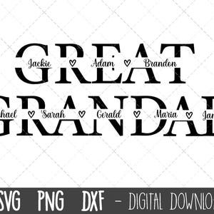 SVG de bisabuelo, svg de abuelo, marco de nombre dividido de abuelo svg, svg de granda, archivo de corte de abuelo, SVG del Día del Padre, archivo de corte de silueta de cricut