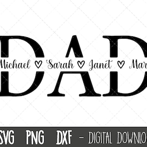 Dad SVG, Father svg, Father's Day SVG, dad split name frame svg, dad png, dad cut file, dad outline, dad dxf, cricut silhouette svg cut file image 1