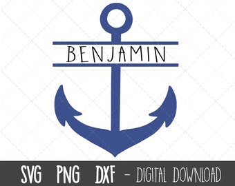 Anchor svg, anchor split name frame, anchor cut file, anchor vector, fishing boat clipart, anchor png, dxf, cricut silhouette svg cut file