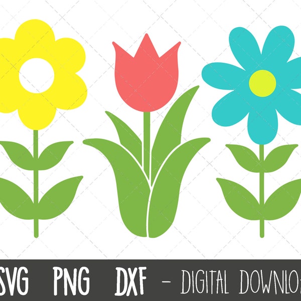 Spring flower SVG bundle, flower svg, flower clipart, spring clipart, floral svg, floral clipart, tulip flower cricut silhouette cut file