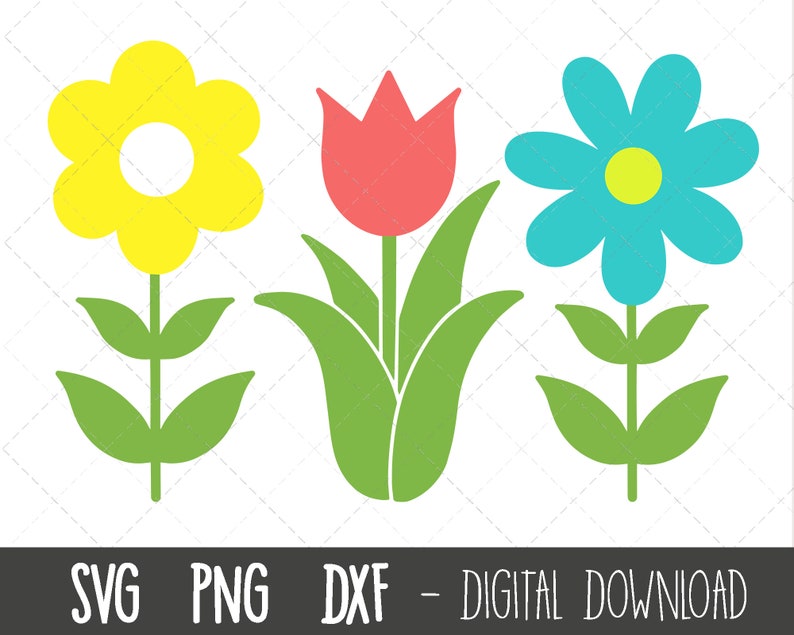 Spring flower SVG bundle, flower svg, flower clipart, spring clipart, floral svg, floral clipart, tulip flower cricut silhouette cut file image 1