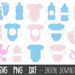 Baby Shower Bundle, Baby SVG Bundle, Baby Monogramm svg, Baby Flasche, Onesie, Baby Fußabdruck png, Baby Cricut Silhouette SVG Schneidedatei