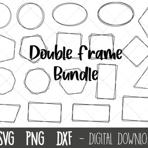 Double image SVG, image carrée svg, nom cadre clipart, cadre de contour de cercle, formes de cadre svg, double bordure cricut silhouette svg fichier de coupe