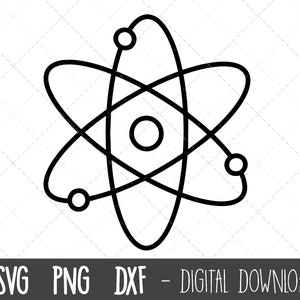 May include: Black and white line drawing of an atom with a nucleus and three orbiting electrons.