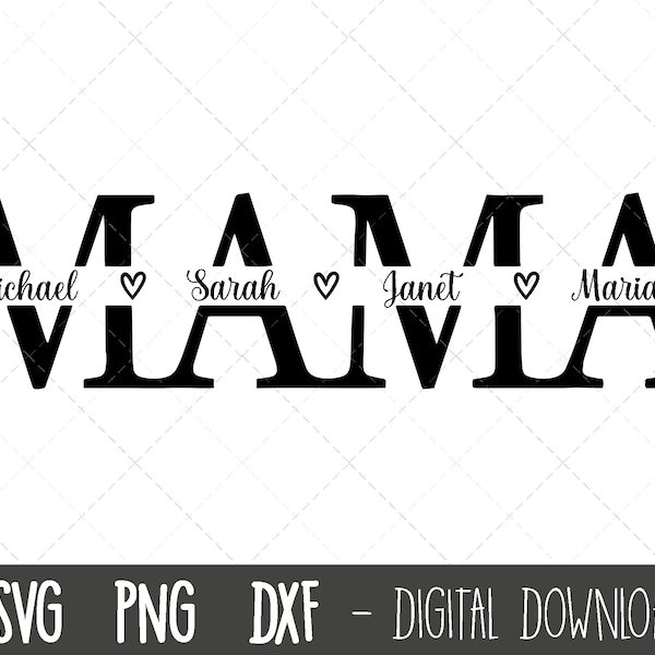 Mama SVG, Mother svg, Mother's Day SVG, mom split name frame svg, mama cut file, mom outline, mom png, cricut silhouette svg cut file