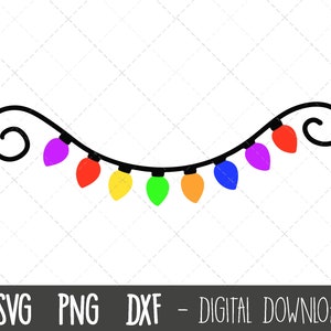 Luz de Navidad svg, clipart de Navidad, bombilla svg, clipart de vacaciones, luces de cadena de Navidad, luces de colores cricut silhouette svg archivo