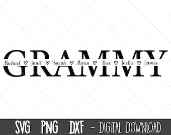 Grammy SVG, Grandmother svg, grandma split name frame svg, granny svg, grandma cut file, Mother's Day SVG, cricut silhouette svg cut file