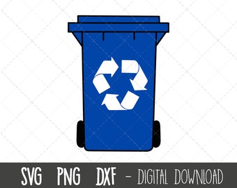 Blue wheelie bin svg, poubelle svg, poubelle png, corbeille svg