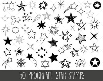 Procreate Star Stamps, Procreate stamp set, Procreate stars, star stamps, Procreate doodles, Procreate brushes, star stamp bundle