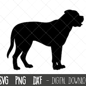 Bullmastiff svg, Hund svg, Bullmastiff Silhouette, Bullmastiff Umriss png, Bullmastiff Clipart, Hund Haustier png, dxf, Cricut Silhouette geschnitten Datei