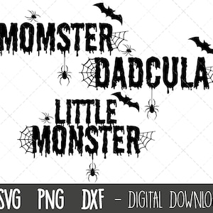 Momster svg, Momster Familie svg, Halloween svg Clipart, Dadcula svg, kleine Monster svg, lustige Halloween svg, Cricut Silhouette geschnitten Dateien