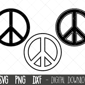 Signe de paix SVG, symbole de paix Svg, coeur Svg, signe de paix clipart svg, symbole de paix png, dxf, paix amour hippie cricut silhouette svg coupe fichier