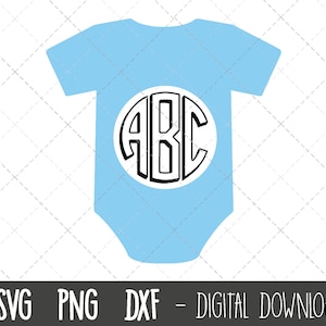 Baby onesie svg, baby svg, baby onesie monogram svg, baby shower svg, babygrow svg png, dxf, baby onesie cricut silhouette svg cutting file