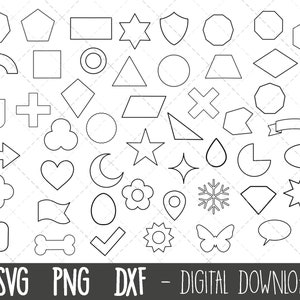 Basic shapes SVG bundle, geometric shapes png, name frame tags svg, shape outlines, shapes cut file, shapes for cricut silhouette svg file