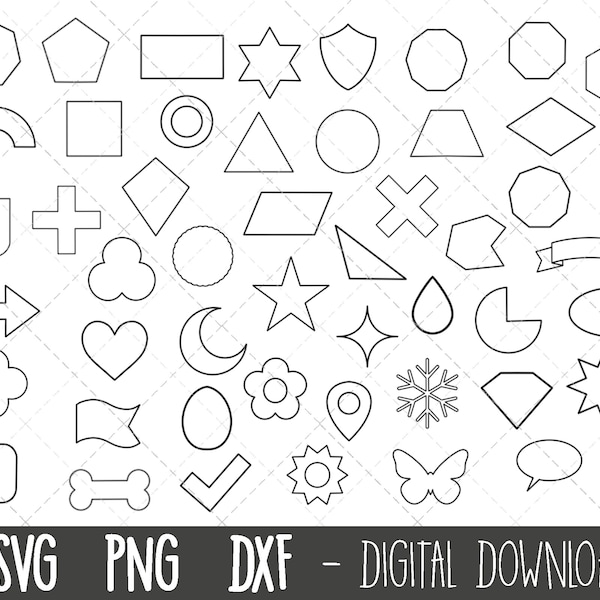 Bundle SVG de formes de base, png de formes géométriques, svg de balises de cadre de nom, contours de forme, fichier de coupe de formes, formes pour fichier svg silhouette cricut