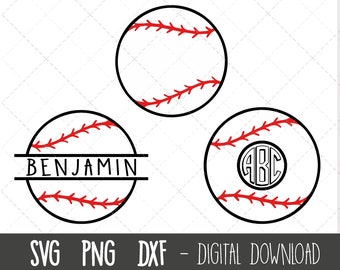 Baseball svg bundle, Baseball split name frame svg, baseball monogram svg, ball svg, baseball clipart, cricut silhouette svg cutting file