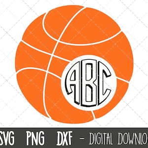 Basketball svg, basketball clipart, basketball monogram frame, sports svg, sports clipart png, dxf, cricut silhouette svg cutting file