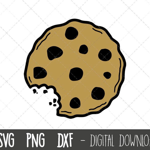 Cookie SVG, chocolate chip cookie svg, cookie clipart, cookie png, cookie crumbs outline, biscuit svg, cookie silhouette cricut cut files