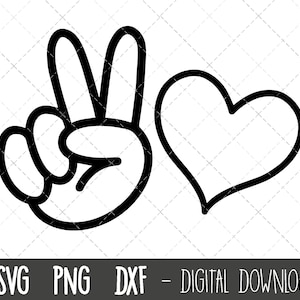 Pace e Amore SVG, Peace sign Svg, cuore Svg, pace e amore clipart svg, peace hand png, dxf, peace love cricut silhouette svg cut file