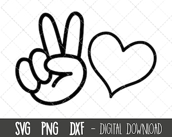 Peace and Love SVG, Peace sign Svg, heart Svg, peace and love clipart svg, peace hand png, dxf, peace love cricut silhouette svg cut file