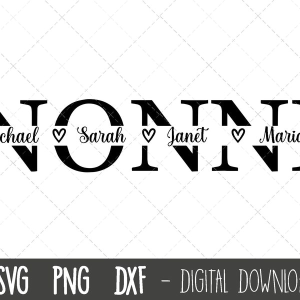 Nonni SVG, Grandmother svg, Nonni split name frame svg, grandma svg, nonni cut file, Mother's Day SVG, nonni cricut silhouette svg cut file