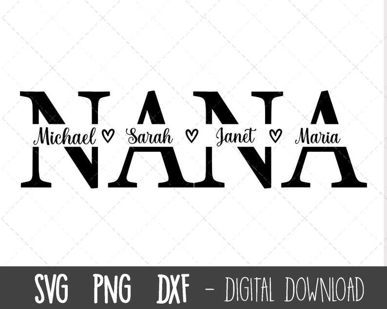 Nana SVG Grandmother Svg Nana Split Name Frame Svg Grandma Etsy Denmark