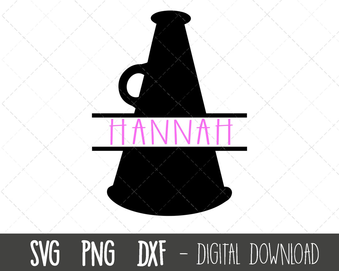 Cheer Megaphone Svg, Megaphone Split Name Frame Svg, Cheerleading Svg
