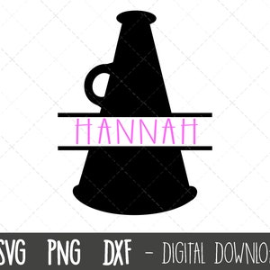 Puede incluir: Silueta negra de un megáfono con el nombre "HANNAH" escrito en rosa en el medio.