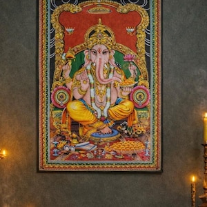 Ganesha Wandteppich: Hindu Gott Wandbehang, lebendige Farben