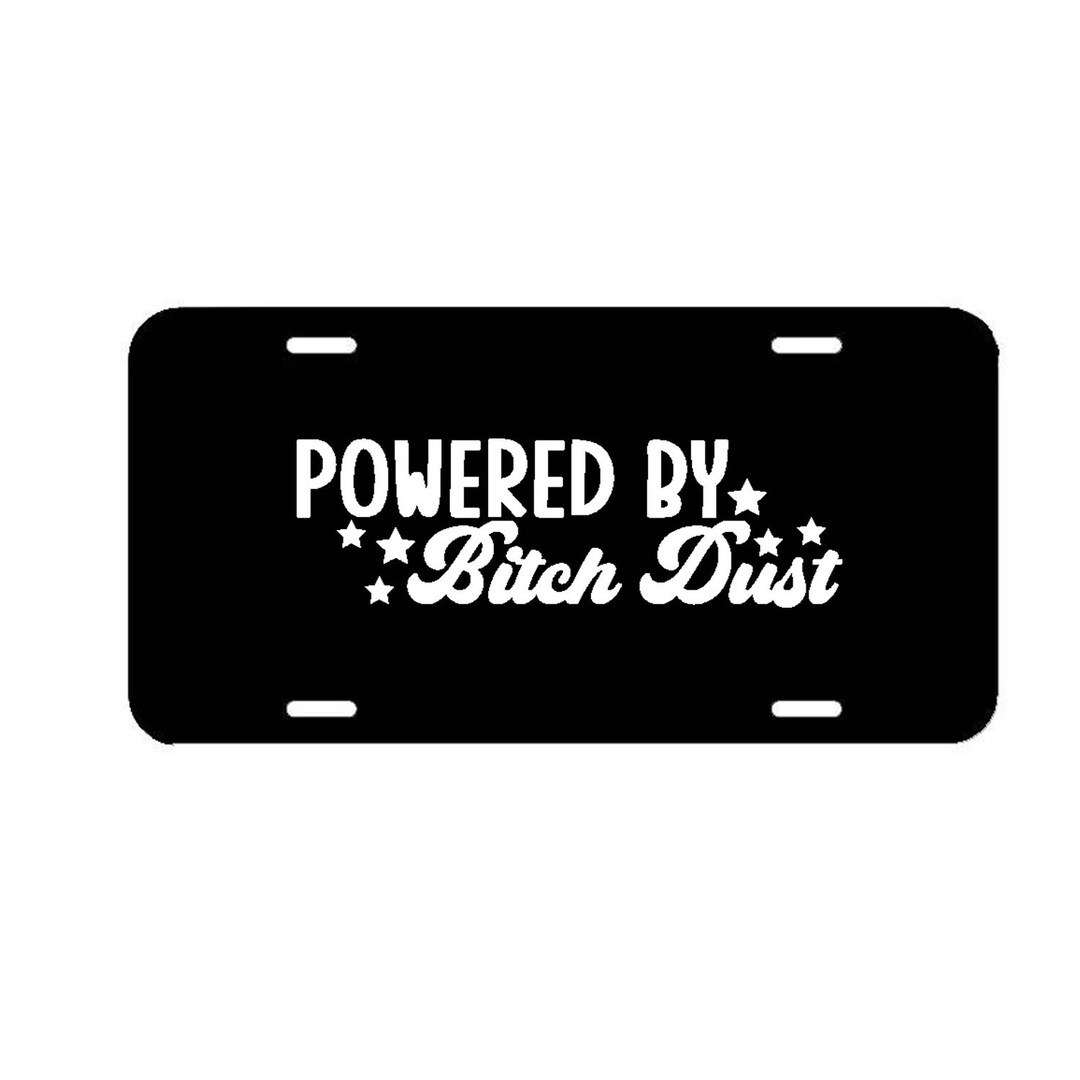 “Powered By Bitchdust” License Plate Frame - Black & Pink, Fits US & Canada Cars - View #9