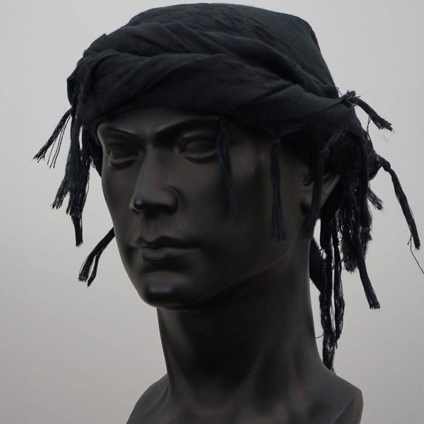 Schwarzer Turban für Männer | Schwarze Männer Halo Headwraps mit Quaste | Durag Turbanmütze für Herren | Geschenk für ihn | Mehrere Farben