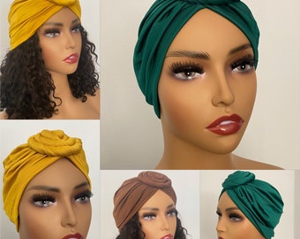 Multiple colors Women Head wrap Headscarf  Stretch Women Headwrap Turban Cap | Women Halo Headwraps | Durag Turban Cap for women |