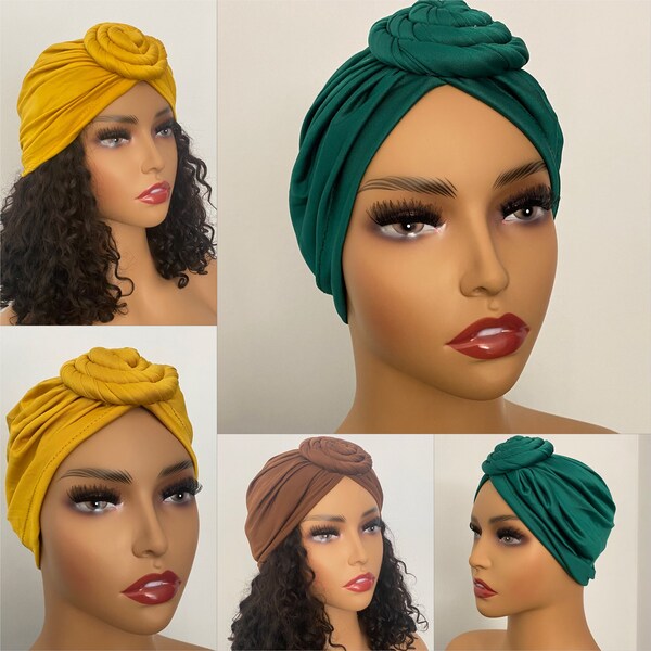 Multiple colors Women Head wrap Headscarf  Stretch Women Headwrap Turban Cap | Women Halo Headwraps | Durag Turban Cap for women |