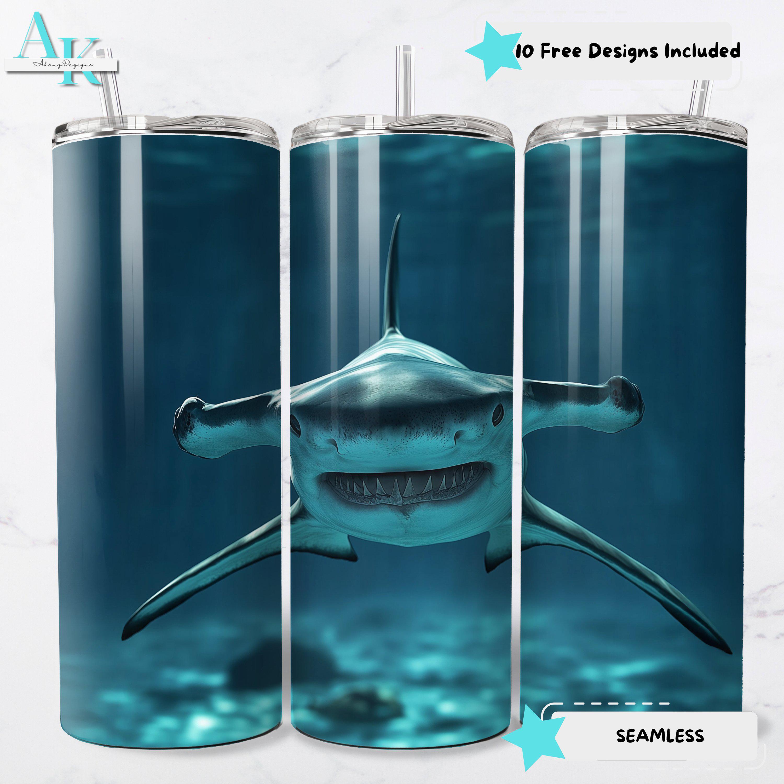 Hammerhead Shark 20oz Tumbler Wrap PNG, Ocean Theme Digital