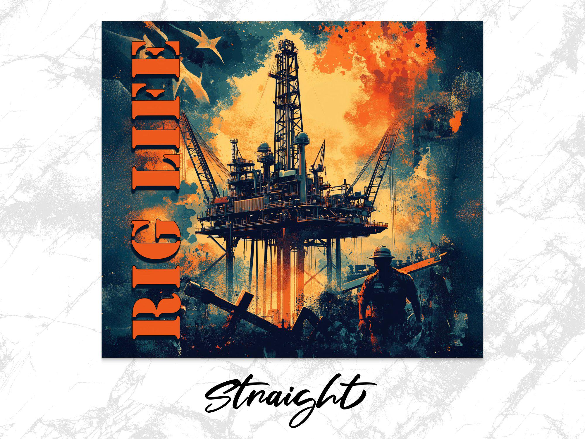 Oil Rig Wrapping Paper Rig Life Tumbler Wrap PNG | Oilfield Drilling 20oz Skinny Tumbler ...