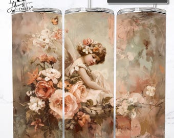 Cupid Romance 20oz Tumbler Wrap | Miękki pastelowy Valentine Scene