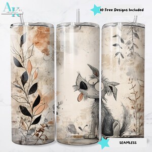 Funny Wolf 20oz Sublimation Tumbler Wrap, Cute Cartoon Dog Tumbler Design, 20oz Skinny Tumbler Wrap, Tumbler Sublimation, Wolf Lover Gift