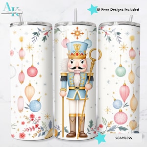 Emballage de verre casse-noisette, sublimation de gobelet de Noël, téléchargement numérique, art de verres de vacances, gobelet 20 oz PNG