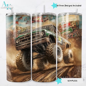 Tire Track Tumbler Sublimation Design, Checkered Flag PNG, Racing-Themed Tumbler, Racing Flag Tumbler Wrap, Distressed Dirt Texture PNG